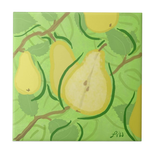 Fruit Tile: Pear Ceramic Tile (Front)