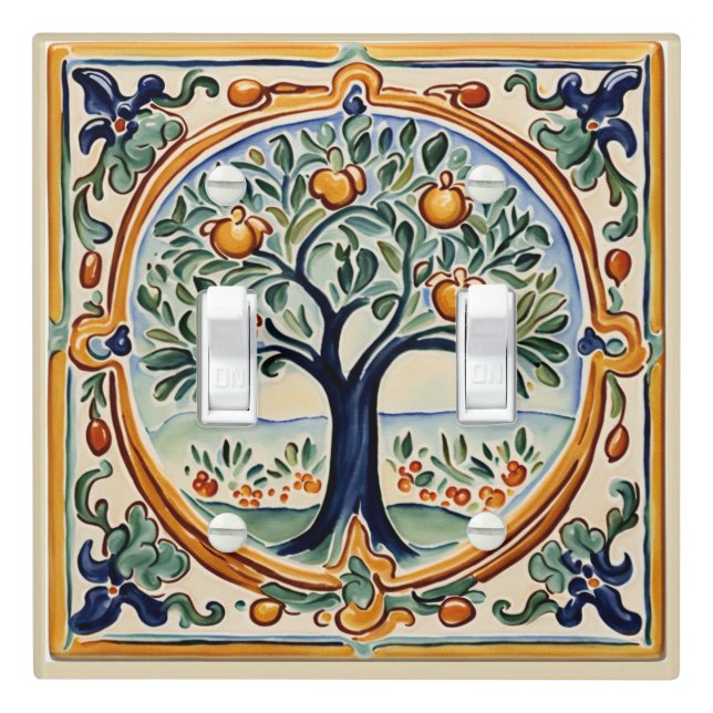 Fruit Tree Mediterranean Italian Rural Folk Art Light Switch Cover (In Situ)