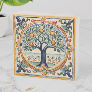 Fruit Tree Mediterranean Italian Rural Folk Art Wooden Box Sign