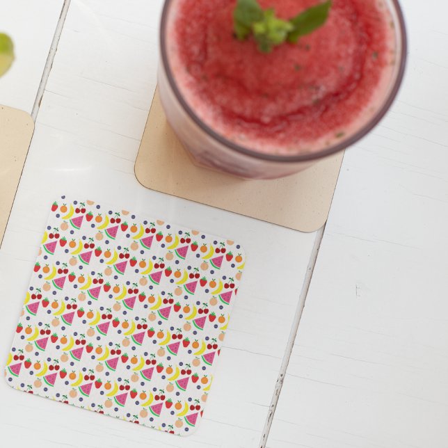 Fruit Two-tti Frutti 2nd Birthday Square Paper Coaster (Creator Uploaded)