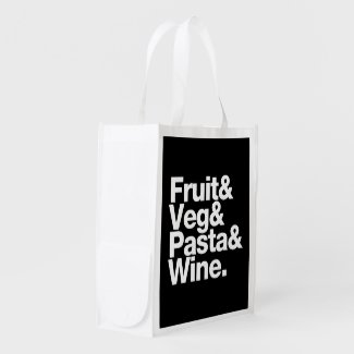 Fruit & Veg & Pasta & Wine typography Grocery Bag