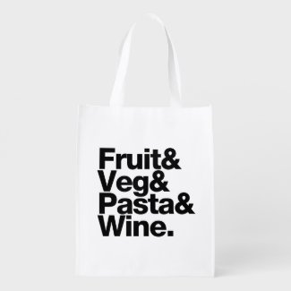 Fruit & Veg & Pasta & Wine typography shopping Grocery Bag