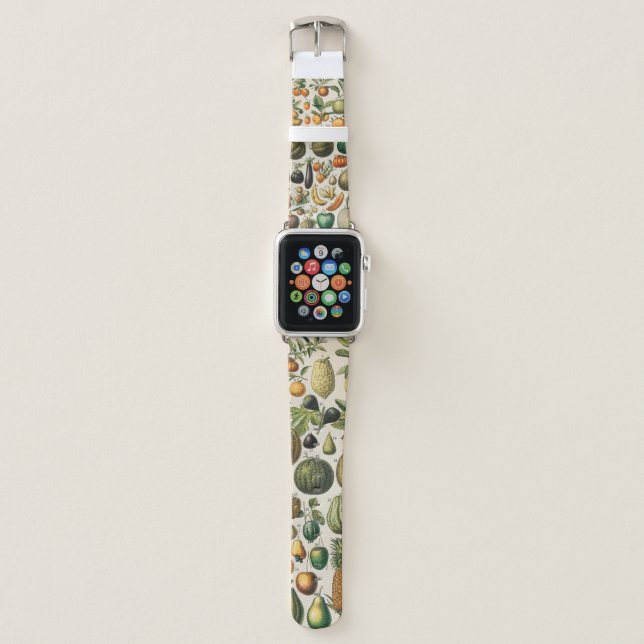 Fruit Vegetable Botanical Scientific Illustration Apple Watch Band (Front)