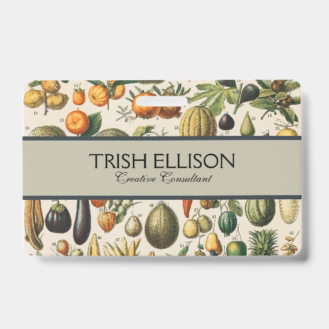 Fruit Vegetable Botanical Scientific Illustration Badge (Front)