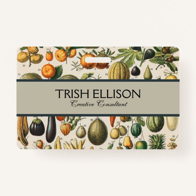 Fruit Vegetable Botanical Scientific Illustration Badge (Front)