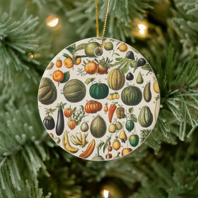 Fruit Vegetable Botanical Scientific Illustration Ceramic Ornament (Tree)
