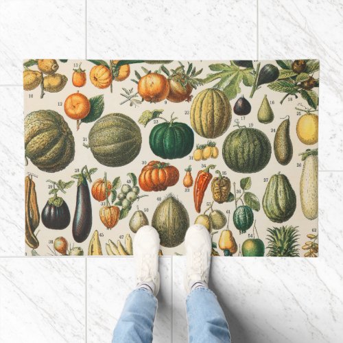 Fruit Vegetable Botanical Scientific Illustration Doormat