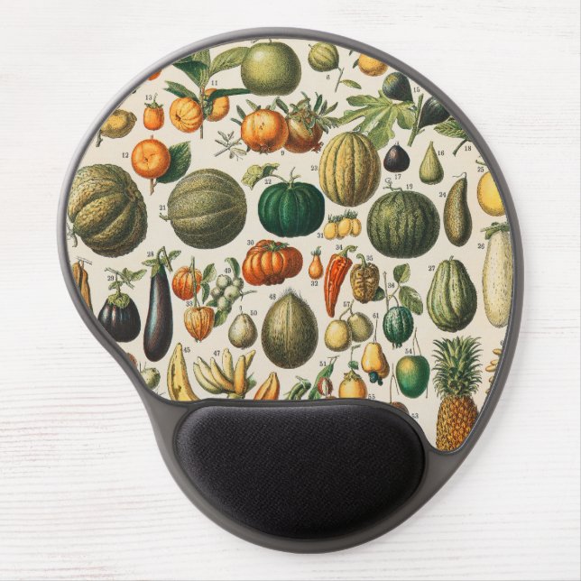 Fruit Vegetable Botanical Scientific Illustration Gel Mouse Pad (Front)