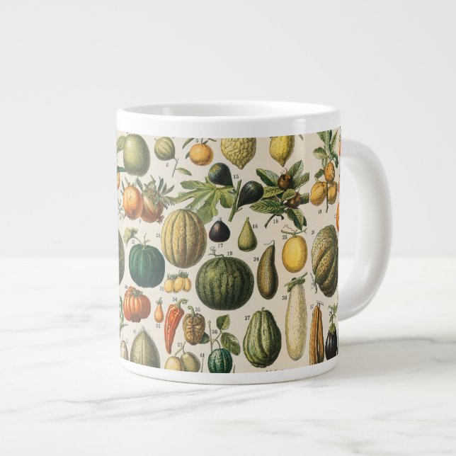 Fruit Vegetable Botanical Scientific Illustration Giant Coffee Mug (Front Right)