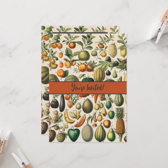 Fruit Vegetable Botanical Scientific Illustration Invitation (Front/Back In Situ)