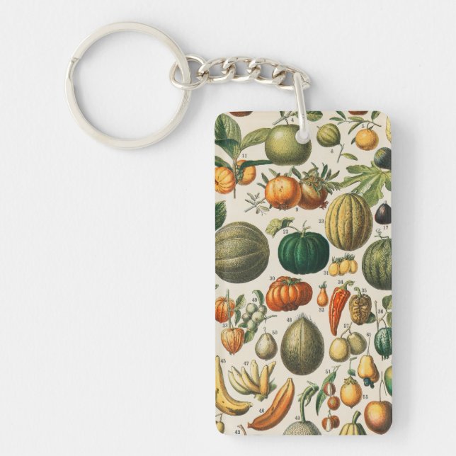 Fruit Vegetable Botanical Scientific Illustration Keychain (Front)