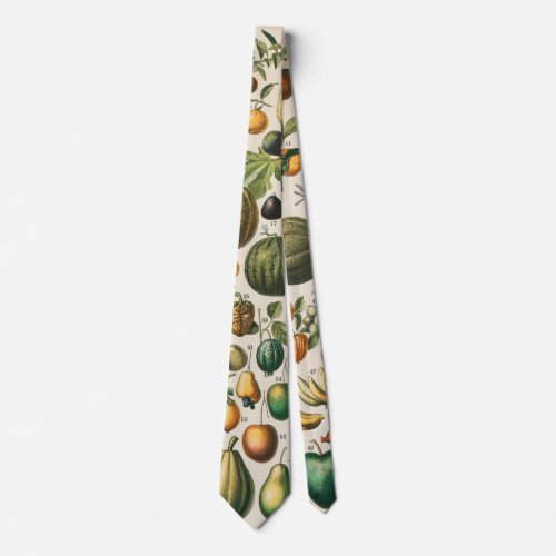 Fruit Vegetable Botanical Scientific Illustration Neck Tie