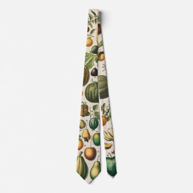 Fruit Vegetable Botanical Scientific Illustration Neck Tie (Front)