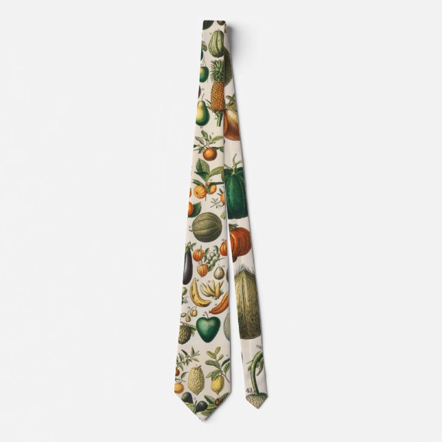 Fruit Vegetable Botanical Scientific Illustration Neck Tie (Front)