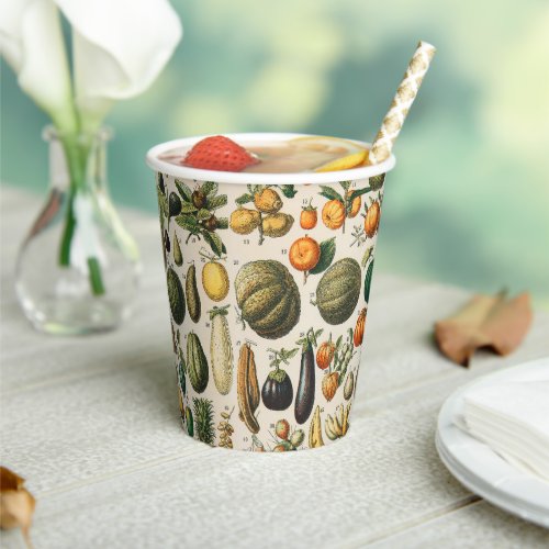 Fruit Vegetable Botanical Scientific Illustration Paper Cups