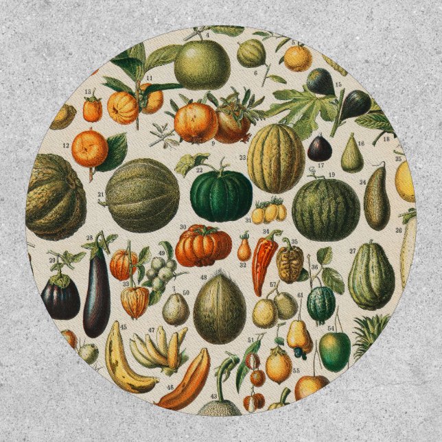 Fruit Vegetable Botanical Scientific Illustration Patch (Front)