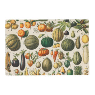 Fruit Vegetable Botanical Scientific Illustration Placemat