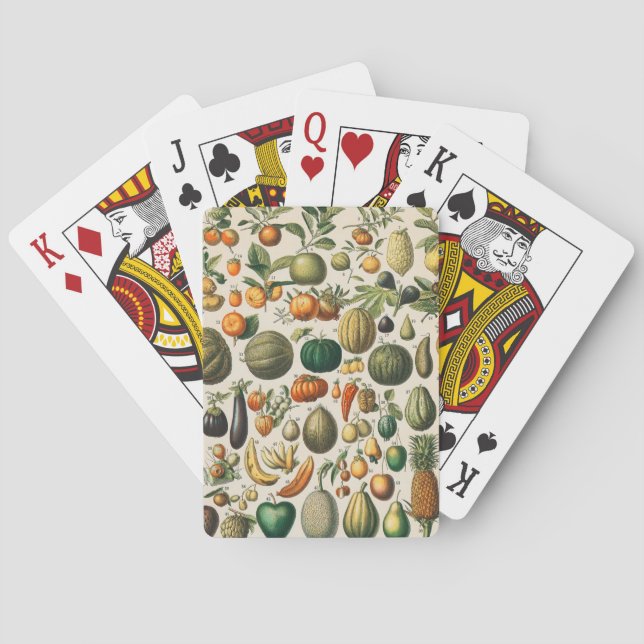 Fruit Vegetable Botanical Scientific Illustration Poker Cards (Back)