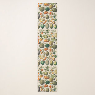 Fruit Vegetable Botanical Scientific Illustration Scarf