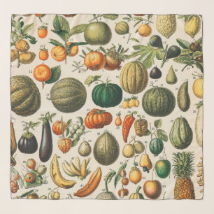 Fruit Vegetable Botanical Scientific Illustration Scarf