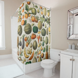 Fruit Vegetable Botanical Scientific Illustration Shower Curtain