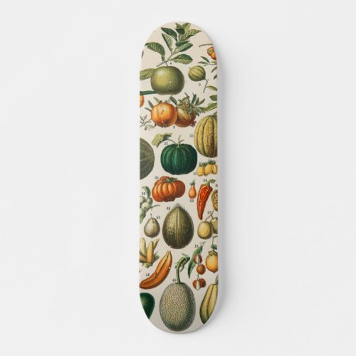 Fruit Vegetable Botanical Scientific Illustration Skateboard