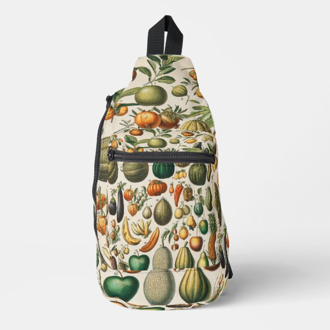 Fruit Vegetable Botanical Scientific Illustration Sling Bag (Front)