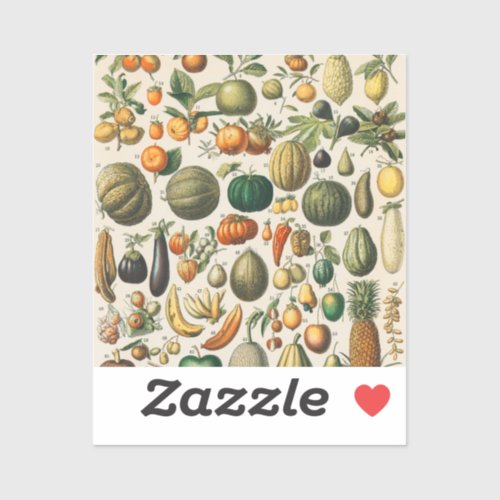 Fruit Vegetable Botanical Scientific Illustration Sticker