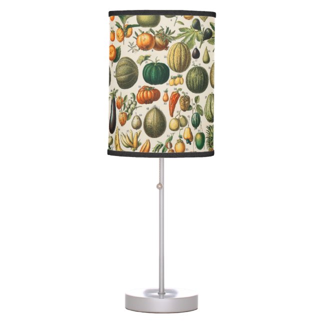 Fruit Vegetable Botanical Scientific Illustration Table Lamp (Front)