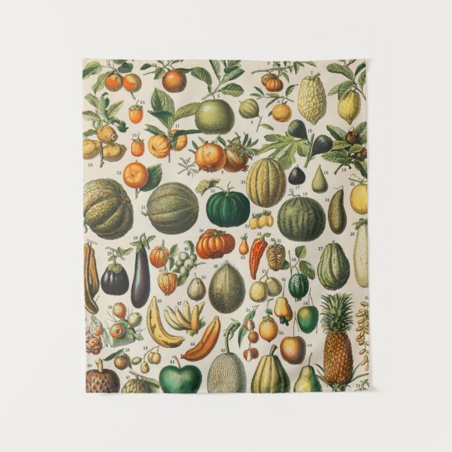 Fruit Vegetable Botanical Scientific Illustration Tapestry (Front)