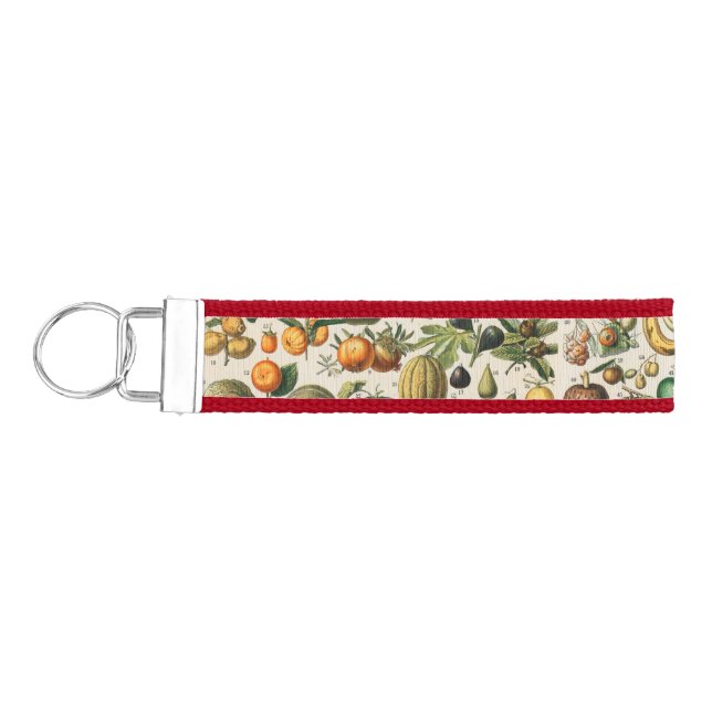 Fruit Vegetable Botanical Scientific Illustration Wrist Keychain (Keys on Left)
