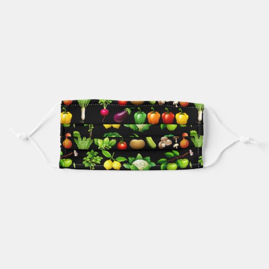 Fruit & Vegetable Design Farmers Market Grocery Adult Cloth Face Mask (Front, Folded)
