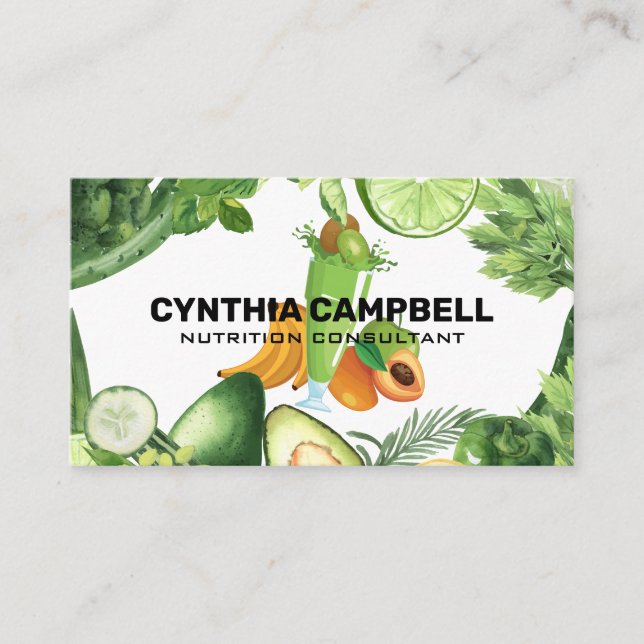 Fruit Vegetable Green Shake | Nutritionist Business Card (Front)