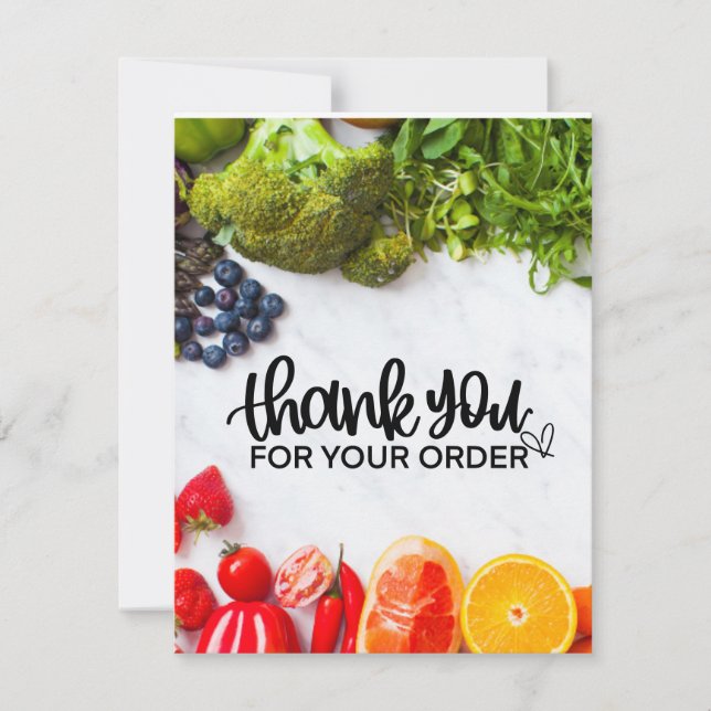 Fruit Vegetable Grocery Shop themed  Thank You Car Card (Front)
