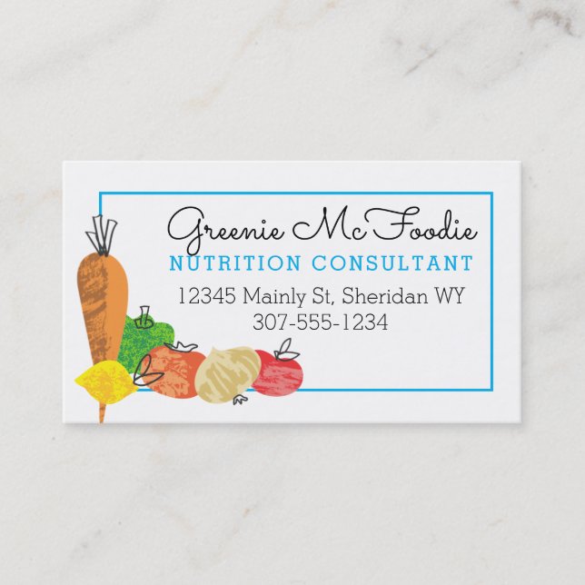 Fruit vegetable organic healthy chef nutritionist business card (Front)