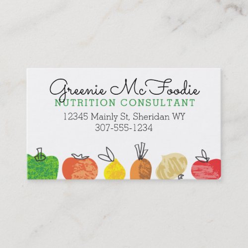 Fruit vegetable organic healthy chef nutritionist business card
