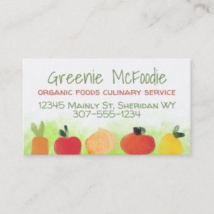 Fruit vegetable organic healthy food chef catering business card