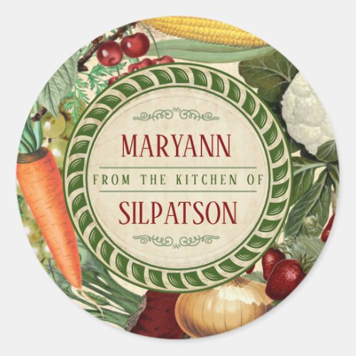 Fruit vegetable personalized from the kitchen of classic round sticker