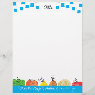 Fruit vegetable personalized recipe letterhead
