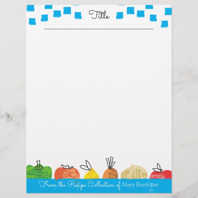 Fruit vegetable personalized recipe letterhead (Front)