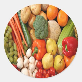 Fruit & Vegetables Classic Round Sticker by pjan97 at Zazzle