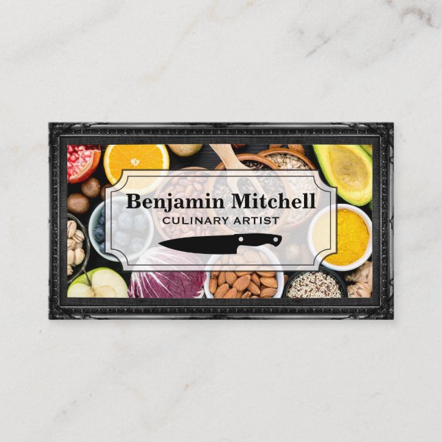 Fruit Vegetables | Culinary Artist | Antique Frame Business Card (Front)