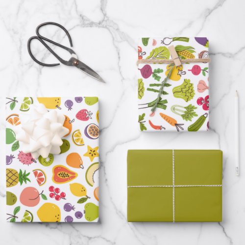 Fruit Vegetables Farm Market Fresh Produce Wrapping Paper Sheets