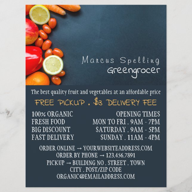 Fruit & Vegetables, Greengrocer Advertising Flyer (Front)
