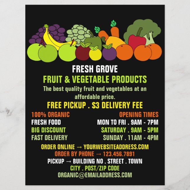 Fruit & Vegetables, Greengrocers Advertising Flyer (Front)