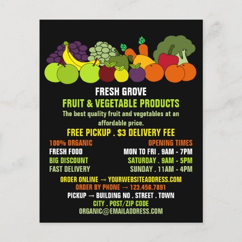 Fruit  Vegetables Greengrocers Advertising Flyer