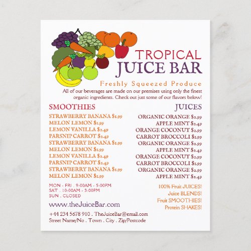 Fruit  Vegetables Juice Bar Advertising Flyer