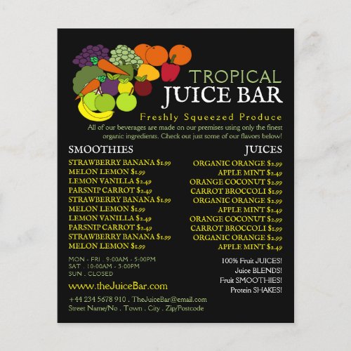 Fruit  Vegetables Juice Bar Advertising Flyer