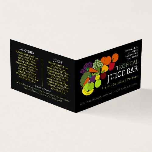 Fruit  Vegetables Juice Bar Detailed Business Card