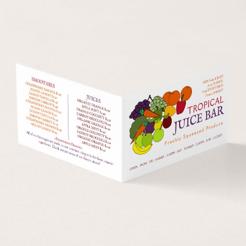 Fruit  Vegetables Juice Bar Detailed Business Card